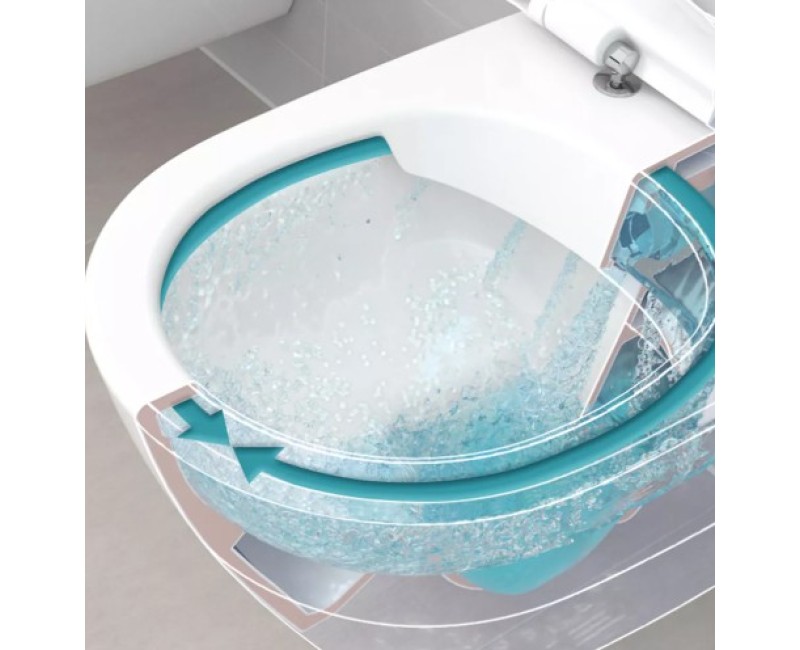 Piekaramais pods Villeroy & Boch Architectura CeramicPlus DirectFlush Rimfree Skalošana AquaReduct, vāks ar SoftClose, Balts 5690R0R1