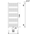Полотенцесушитель / Радиатор Bruckner GRUNT 500x1330 мм, черный матовый 600.122.6