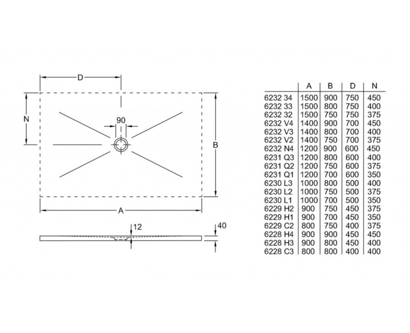 Dušo padėklas Villeroy & Boch Subway Infinity 90x120cm, Keramika, Balta 6232N401