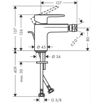 Bidė maišytuvas Hansgrohe Vernis Blend chromuotas 71210000