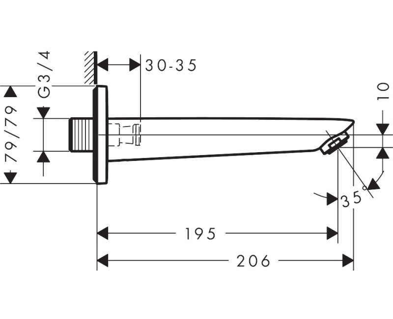 Vannas maisītāja izteka  Hansgrohe Logis DN20 71410670 Melns matēts