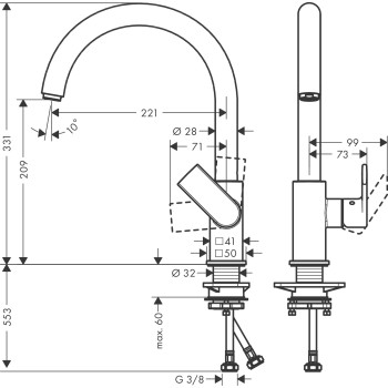 Virtuves Izlietnes Maisītājs Hansgrohe Vernis Shape M35 210 Melns Matēts 71871670
