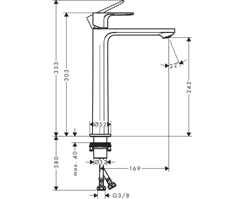 Izlietnes maisītājs Hansgrohe Rebris S 240 CoolStart 72582000 Hromēts