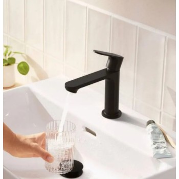 Vonios kriauklės maišytuvas Hansgrohe Rebris S 80 CoolStart EcoSmart+ su pop up išleidimu 72586670 Juodas matinė