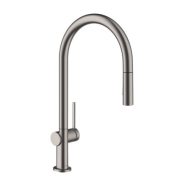 Virtuvinis kranas Hansgrohe Talis M54 210 ištraukiamas Brushed Juodas Chromas 72800340