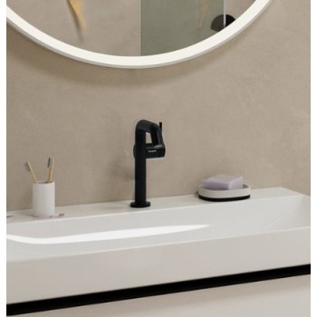 Смеситель для раковины Hansgrohe Tecturis S 150 Fine CoolStart EcoSmart+ с push-open клапаном 73340670 Melns Matēts
