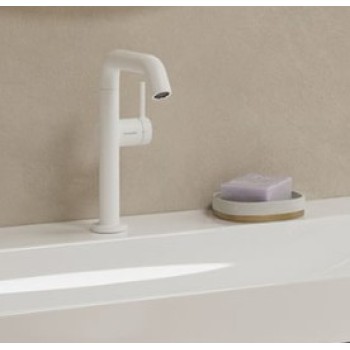 Vannas istabas izlietnes maisītājs Hansgrohe Tecturis S 210 Fine CoolStart EcoSmart+ ar grozāmu izteku un push-open izplūdi 73360700 Balts matēts
