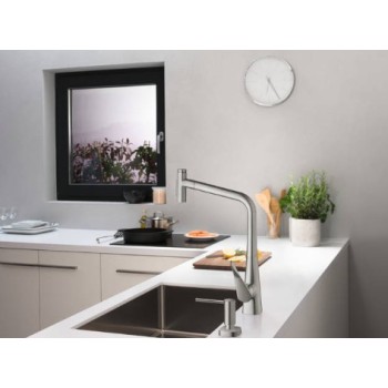 Virtuves Izlietnes Maisītājs Hansgrohe Metris Select M71  320 izvelkams 2jet ar sBox Stainless Steel Finish 73816800