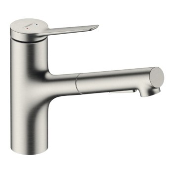 Смеситель для кухни Hansgrohe Zesis M33 150 выдвижной, отделка из нержавеющей стали 74820800