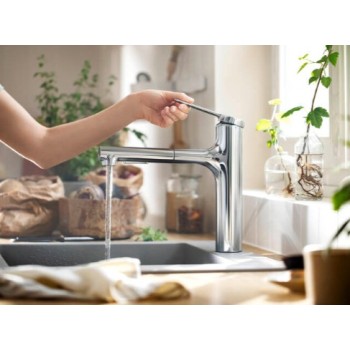 Смеситель для кухни Hansgrohe Zesis M33 160 2jet с выдвижной головкой 74823000 Chrome