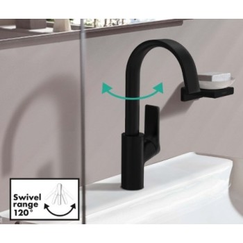 Vannas istabas izlietnes maisītājs Hansgrohe Vivenis 210 ar grozāmu izteku 75032670 Melns matēts