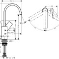 Vonios praustuvo maišytuvas Hansgrohe Vivenis 210 su pasukamu snapu 75032700 Baltas Matinis