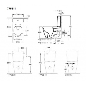 Skalojamā kaste podam Villeroy & Boch Avento, ievads no sāna 775811R1