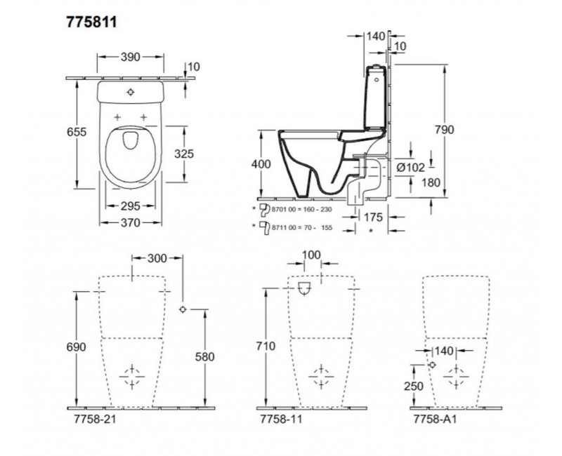 Villeroy & Boch Avento skalavimo bakelis, šoninis įvadas 775811R1