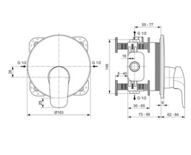 Смеситель для душа Ideal Standard Ceraline встраиваемый хром A6724AA