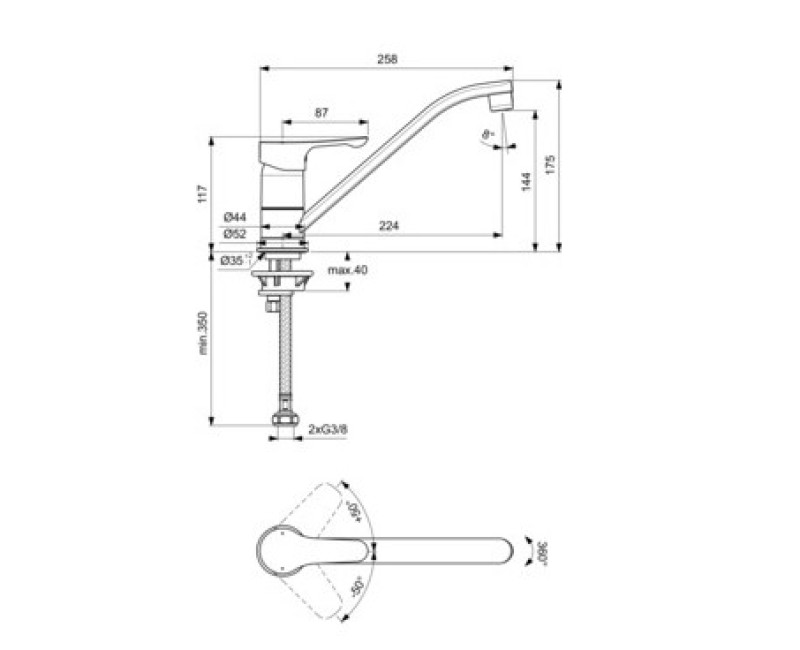 Virtuves maisītājs Ideal Standard Alpha Hromēts BC490AA