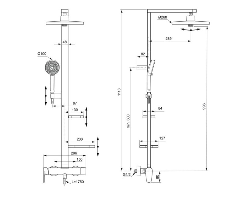 Душевая система Ideal Standard Ceraflow ALU+ Silver BD584SI