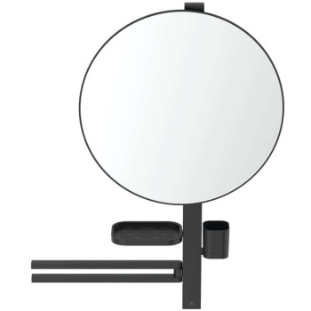 Kosmētikasd spogulis Ideal Standard ALU+ ar dvieļu turētāju, plauktu, glāzi, zīdaini melns  BD587XG