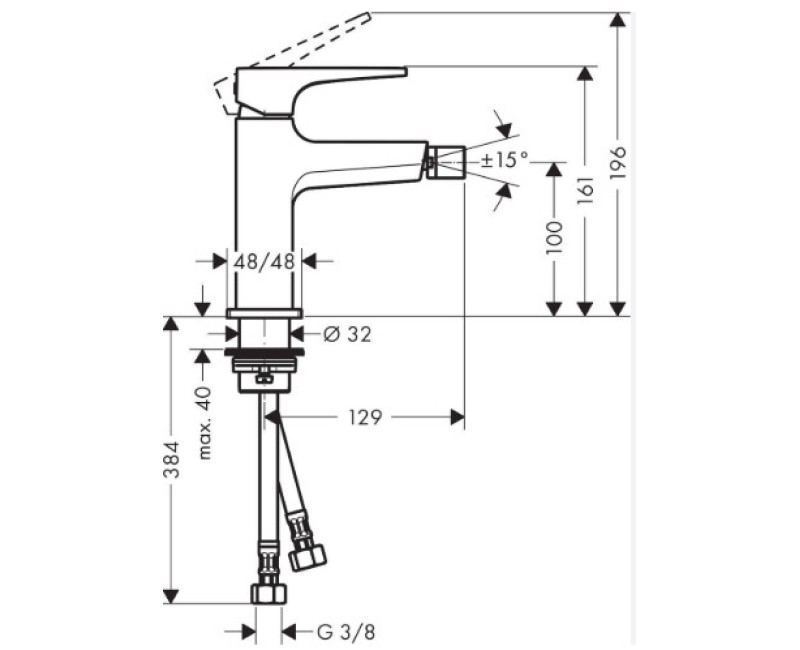 Bide maisītājs Hansgrohe Metropol Zh.Push hromēts 32520000
