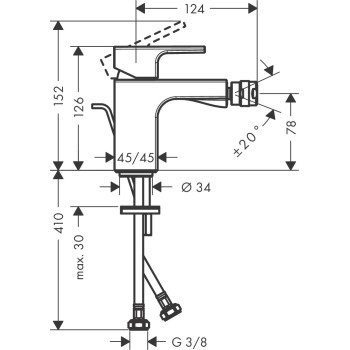 Bidē maisītājs Hansgrohe Vernis Shape pop-up 71219000, hromēts