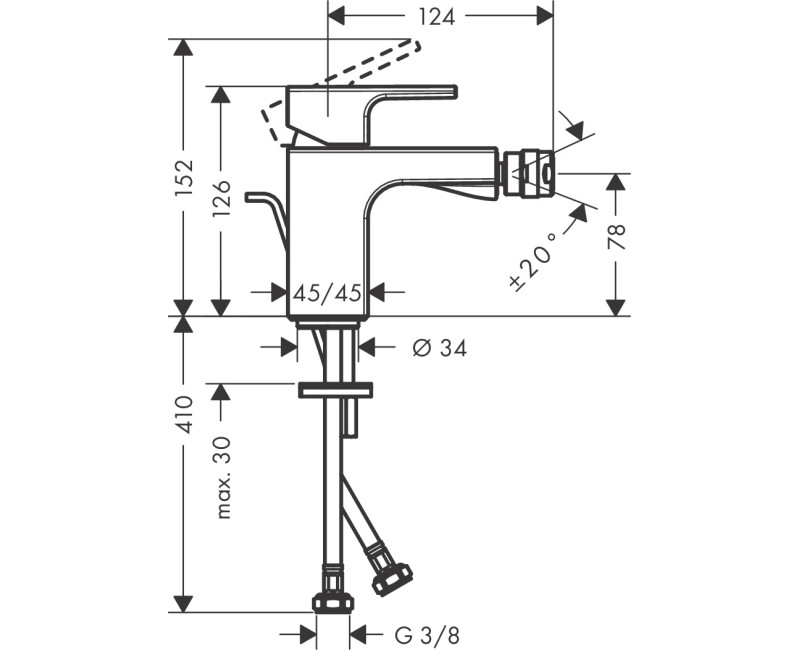 Bide maisītājs Hansgrohe Vernis Shape pop-up 71219000