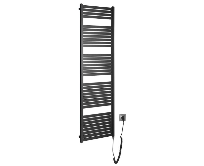 Dvieļu žāvētājs / Radiators AQUALINE TONDI-E elektriskais169x45cm, 600W, melns matēts  DE446T