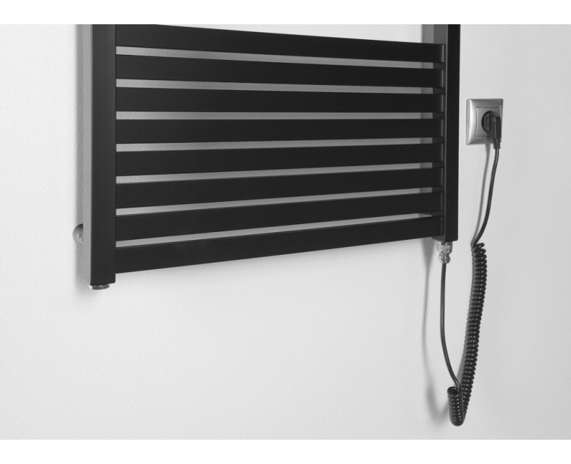 Dvieļu žāvētājs / Radiators AQUALINE TONDI-E elektriskais169x45cm, 600W, melns matēts  DE446T