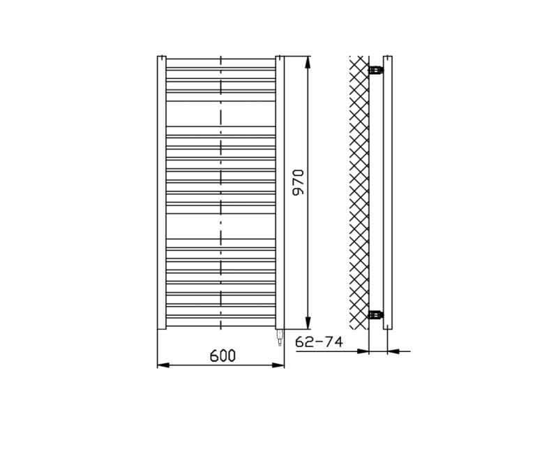 Dvieļu žāvētājs / Radiators AQUALINE Tondi-E elektriskais 60x97cm, 400W, balts  DE460T