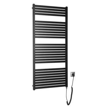 Dvieļu žāvētājs / Radiators AQUALINE Tondi-E elektriskais 60x133cm, 600W, matēti melns DE486T