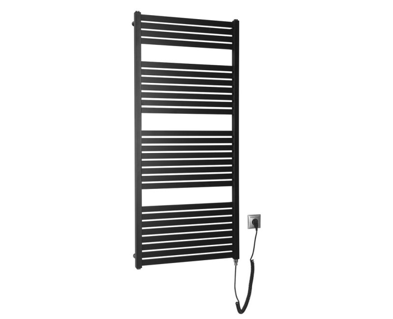 Полотенцесушитель / Радиатор AQUALINE Tondi-E электрический 60x133см, 600Вт, матовый черный DE486T