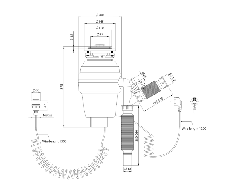 Atkritumu smalcinātājs Sapho 375W DW576