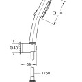 Душевая трубка Grohe Vitalio Comfort 2 режима (дождь, струя) с душевым шнуром, черный 263992431