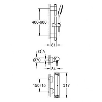 Dušas komplekts GROHE Grohtherm 200 ar termostatu, EcoJoy tehnoloģij,  Hromēts 34281001