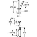 Dušas sistēma Grohe Grohtherm 1000 Performance ar termostatu 34834001 hromēts