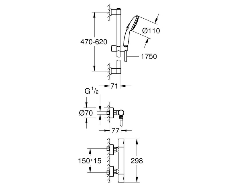 Dušas komplekts Grohe Precision Get ar Termostatu Hromēta 34856000