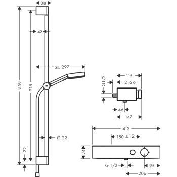 Душевая система Hansgrohe Pulsify Select S 105 3jet Relaxation 24270000 Хром
