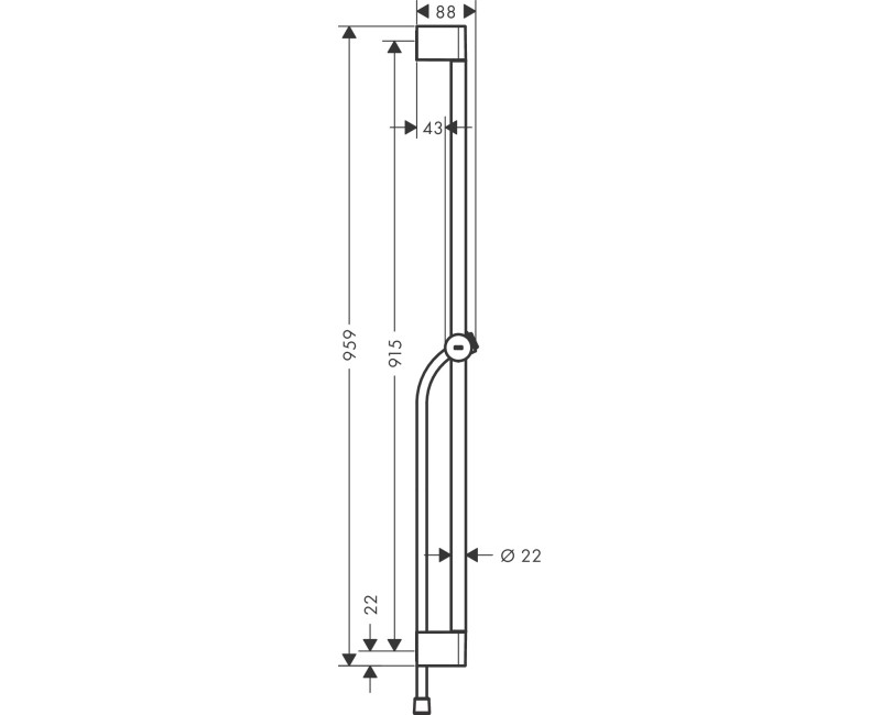 Dušo komplektas Hansgrohe Unica Pulsify Dušo stovas 900mm su dušo žarna 1600mm 24401700 Baltas matinė