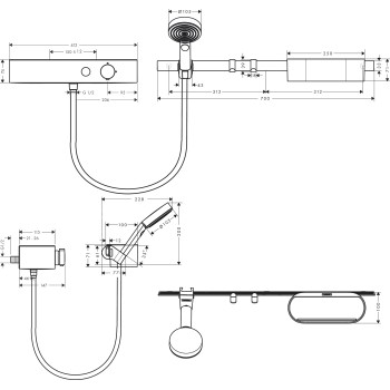 Dušas komplekts Hansgrohe WallStoris Bundle hand shower 105 3jet Activation EcoSmart ar Termostatu 24250700