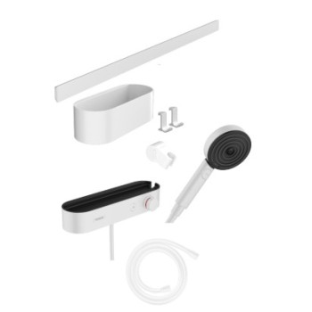 Dušas komplekts Hansgrohe WallStoris Bundle hand shower 105 3jet Activation EcoSmart ar Termostatu 24250700