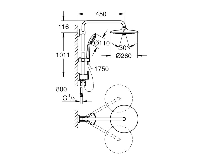 Dušas sistēma Grohe Euphoria System 260 Hromēts 27421002