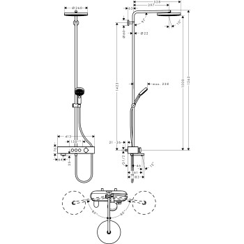Dušas sistēma Hansgrohe Pulsify S Showerpipe 260 1jet ar termostatu 24230000 Hromēta