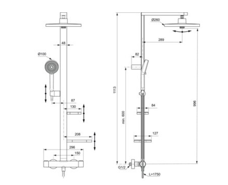Dušas sistēma Ideal Standard Ceratherm ALU ar Termostatu Rose BD583RO