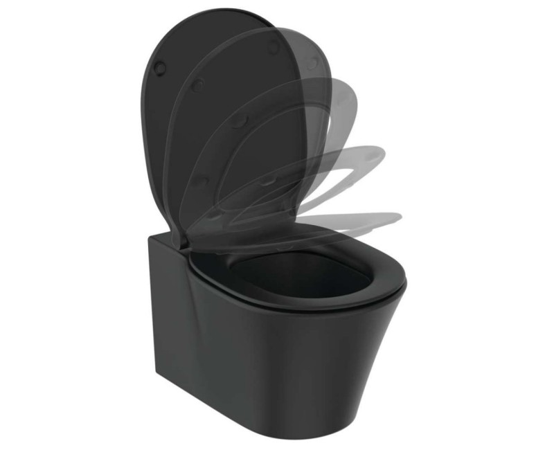 Pakabinamas tualetas Ideal Standard Connect Air AquaBlade, be dangčio Juodas E0054V3