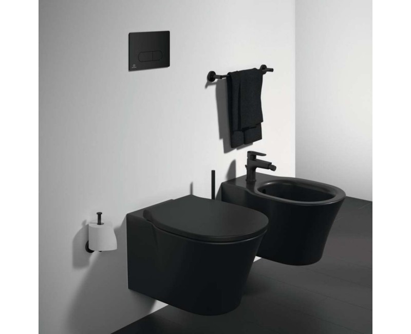 Pakabinamas tualetas Ideal Standard Connect Air AquaBlade, be dangčio Juodas E0054V3