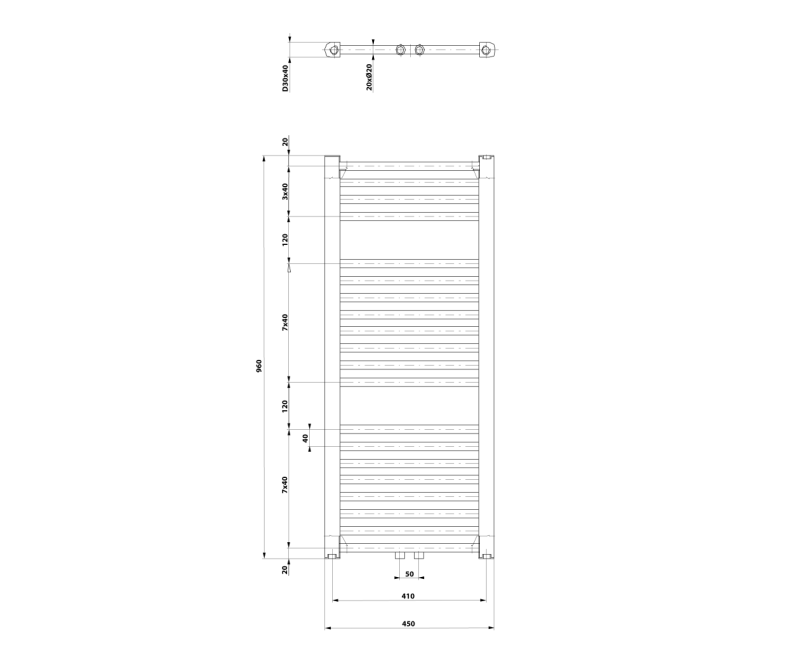 Полотенцесушитель / Радиатор Aqualine DIRECT 570x465 мм 72 Вт, Белый ELM94T