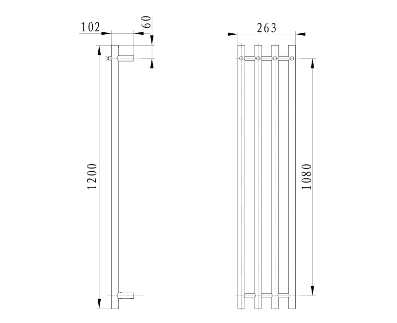 Dvieļu žāvētājs / Radiators Sapho PAPINADO elektriskais 26x120 cm, 85 W, matēti melns  ER350