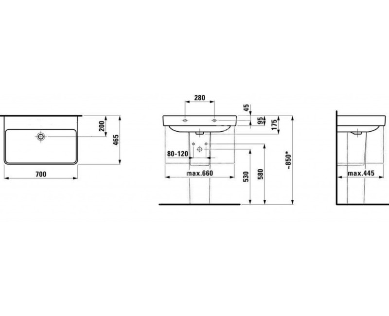 Раковина для ванной Laufen Pro S 70x47 см белая H8109670001091