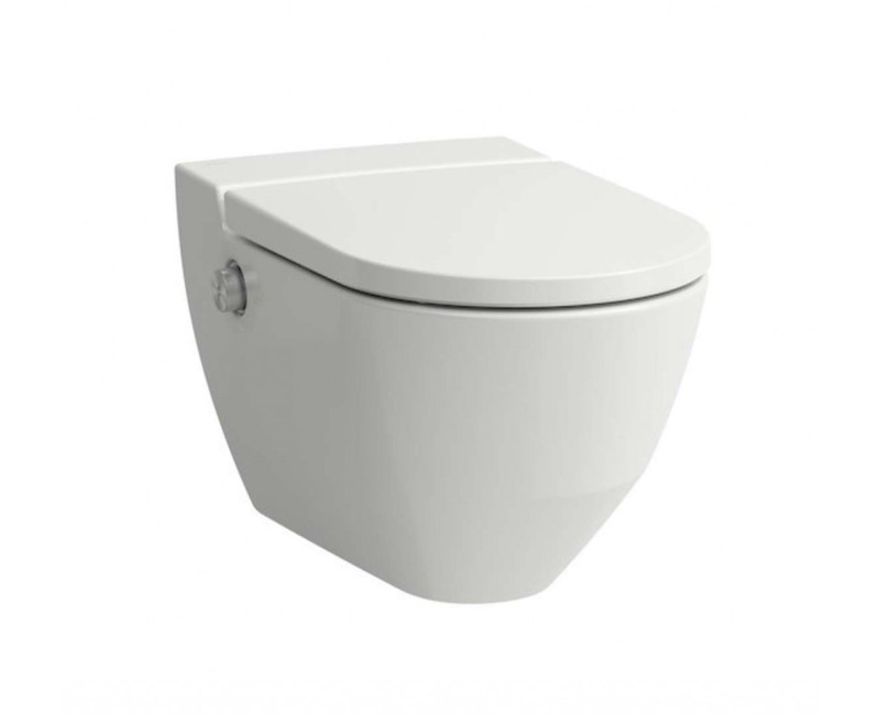 Piekaramais pods ar bide funkciju Laufen Cleanet Navia Rimfree ar LCC SoftClose vāku Balts