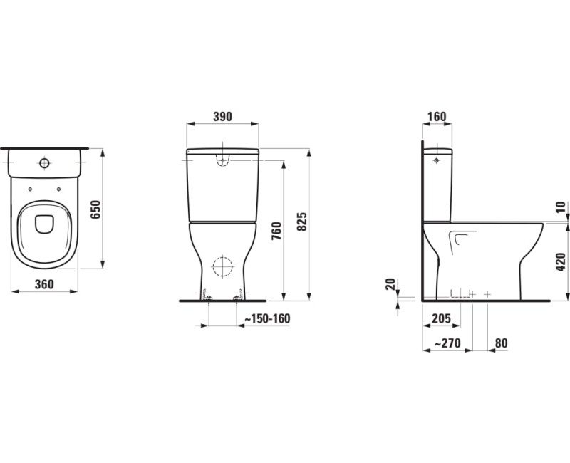 Унитаз Laufen Lua Rimless, без бачка и крышки, H8240870000001