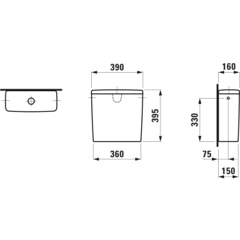 Смывной бачок для унитаза Laufen Pro 37x15 см, подвод воды сзади, белый H8299510009711